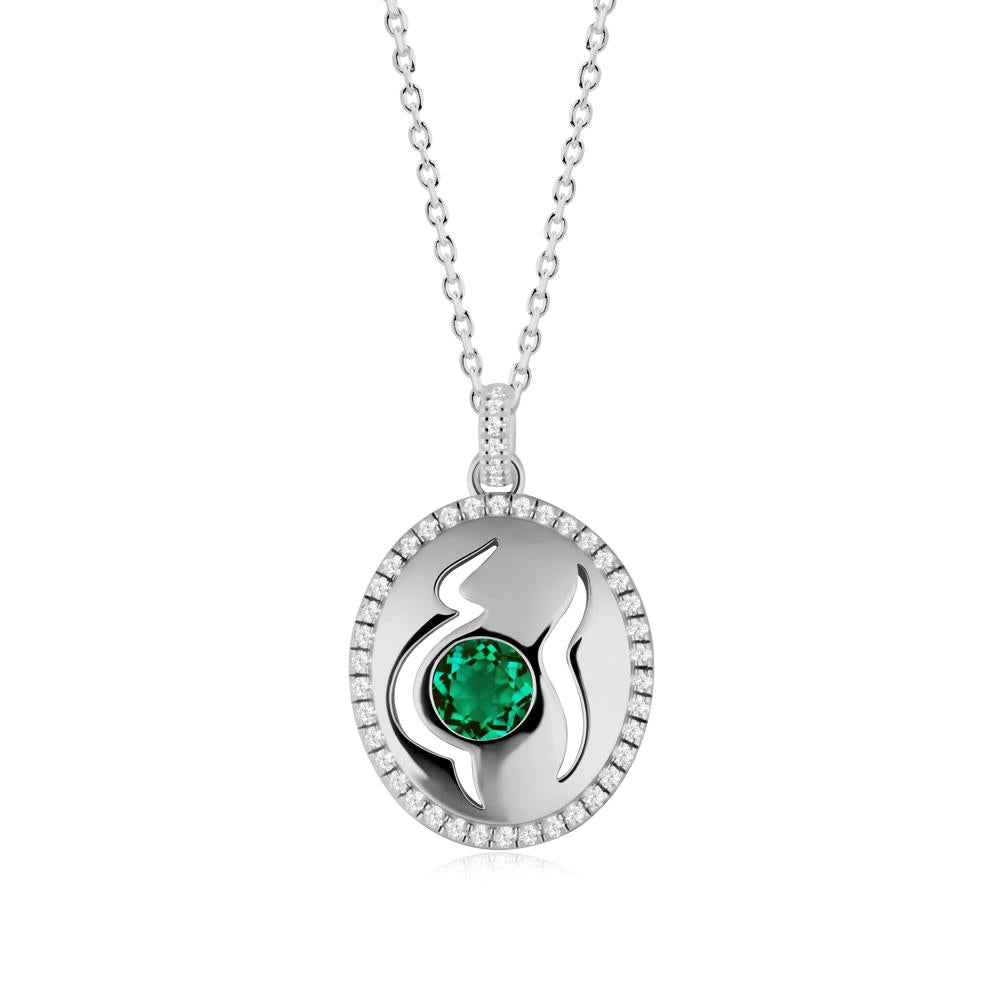 Round Emerald Mom Necklace - LUO Jewelry #metal_platinum