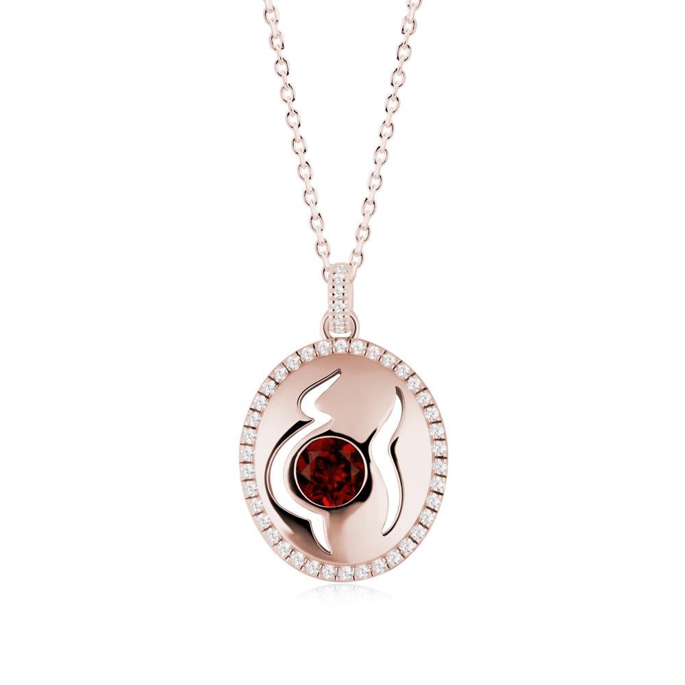 Round Garnet Motherhood Necklace - LUO Jewelry #metal_14k rose gold