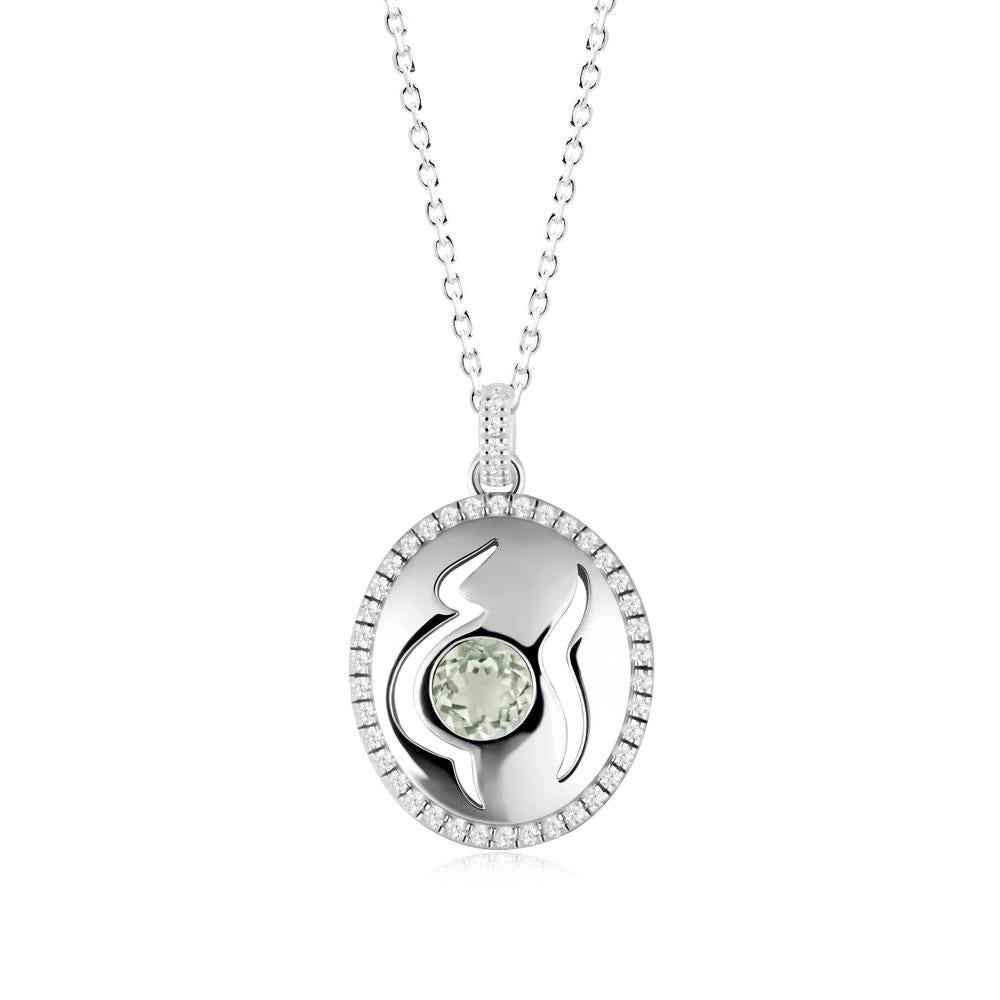 Round Green Amethyst Motherhood Necklace - LUO Jewelry #metal_14k white gold