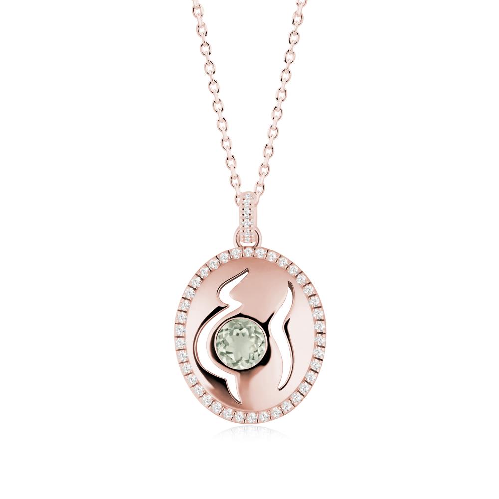 Round Green Amethyst Motherhood Necklace - LUO Jewelry #metal_18k rose gold