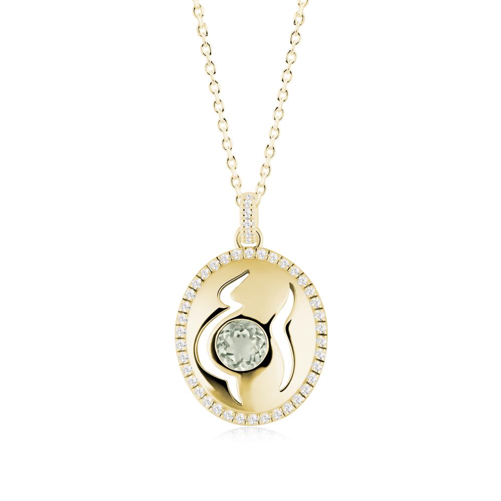 Round Green Amethyst Motherhood Necklace - LUO Jewelry #metal_18k yellow gold