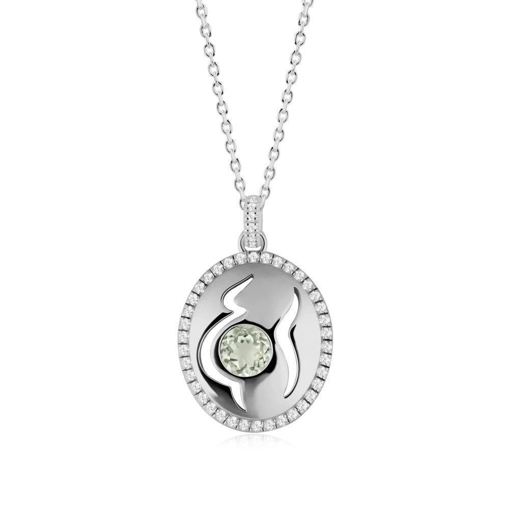 Round Green Amethyst Motherhood Necklace - LUO Jewelry #metal_platinum