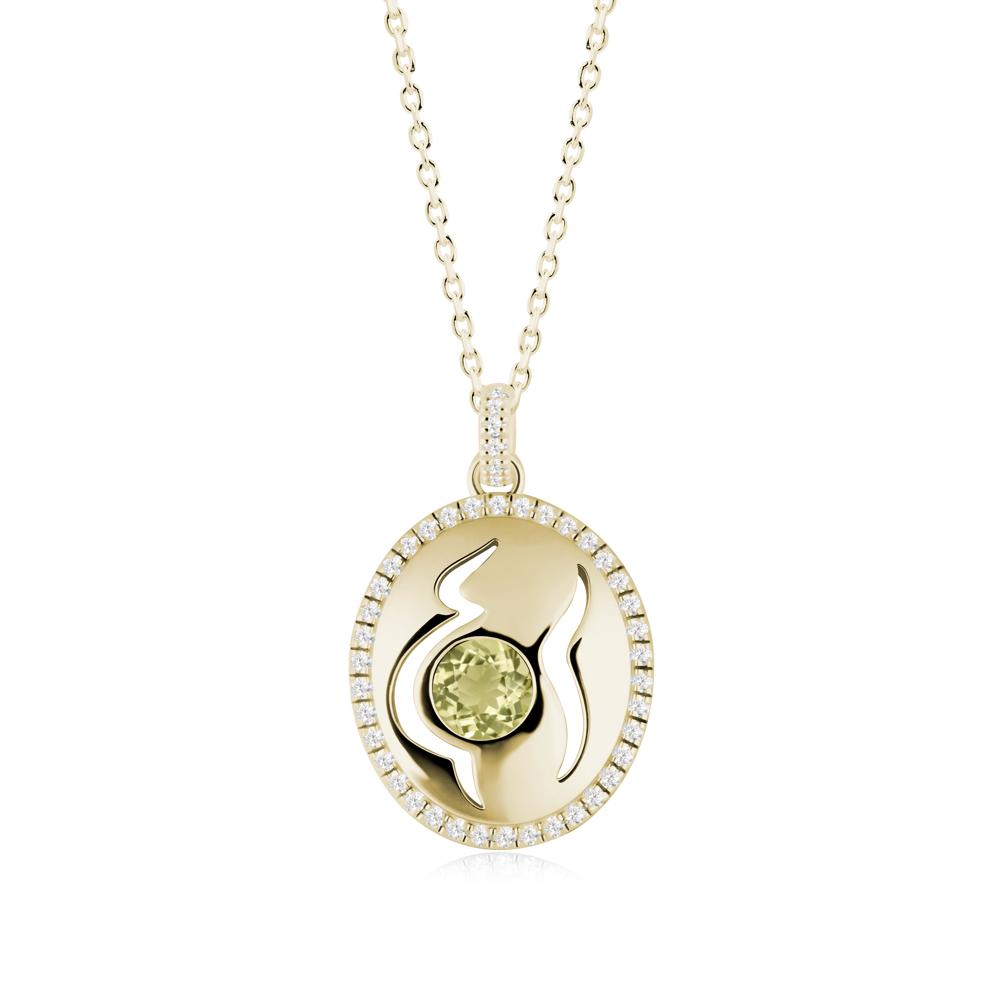 Round Lemon Quartz Mom Necklace - LUO Jewelry #metal_14k yellow gold