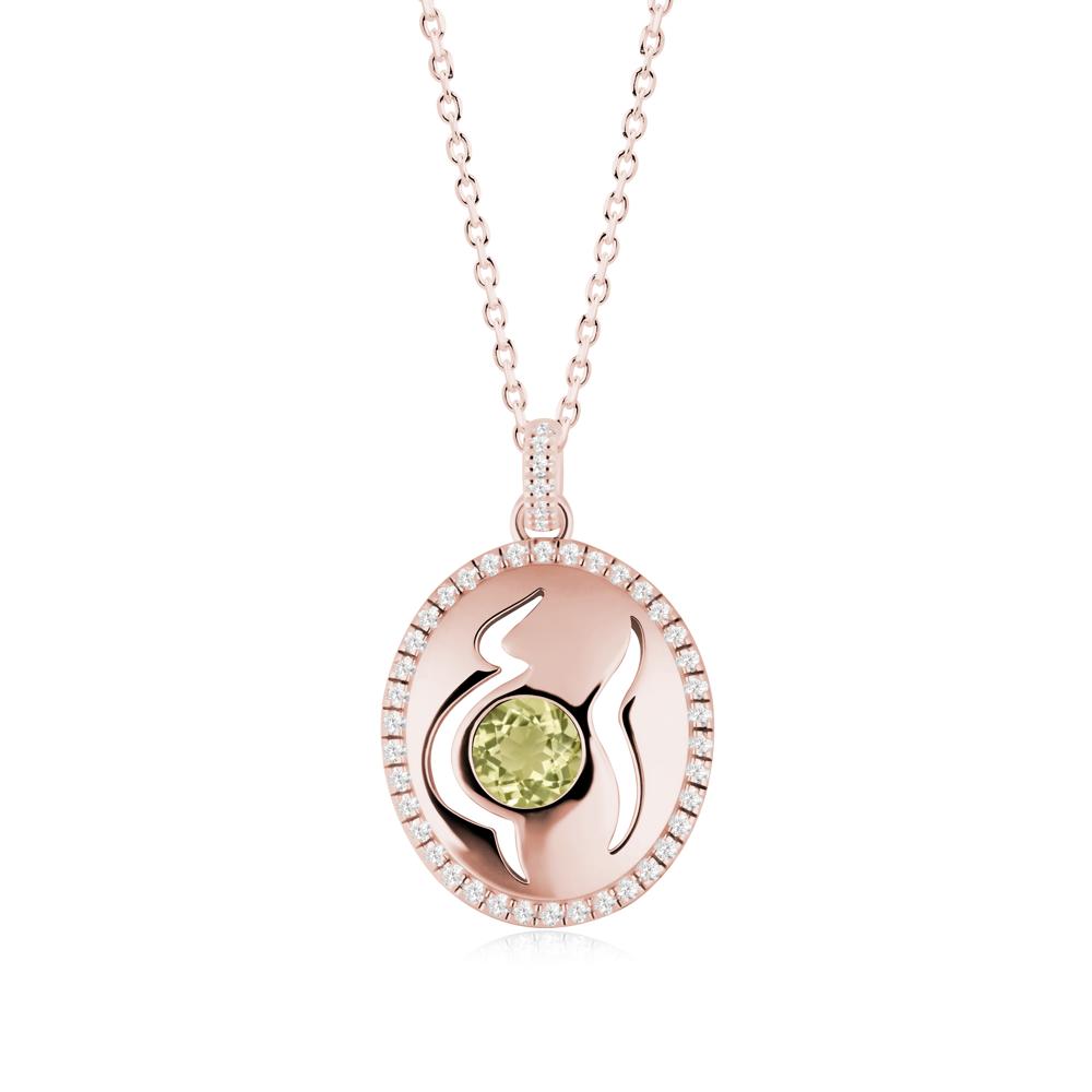 Round Lemon Quartz Mom Necklace - LUO Jewelry #metal_18k rose gold
