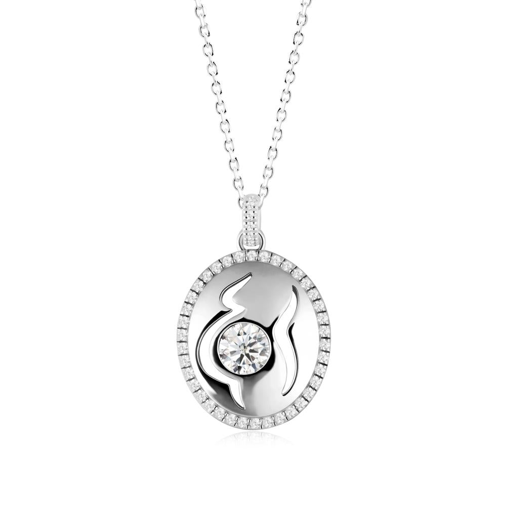 Motherhood Round Moissanite Pendant - LUO Jewelry #metal_14k white gold