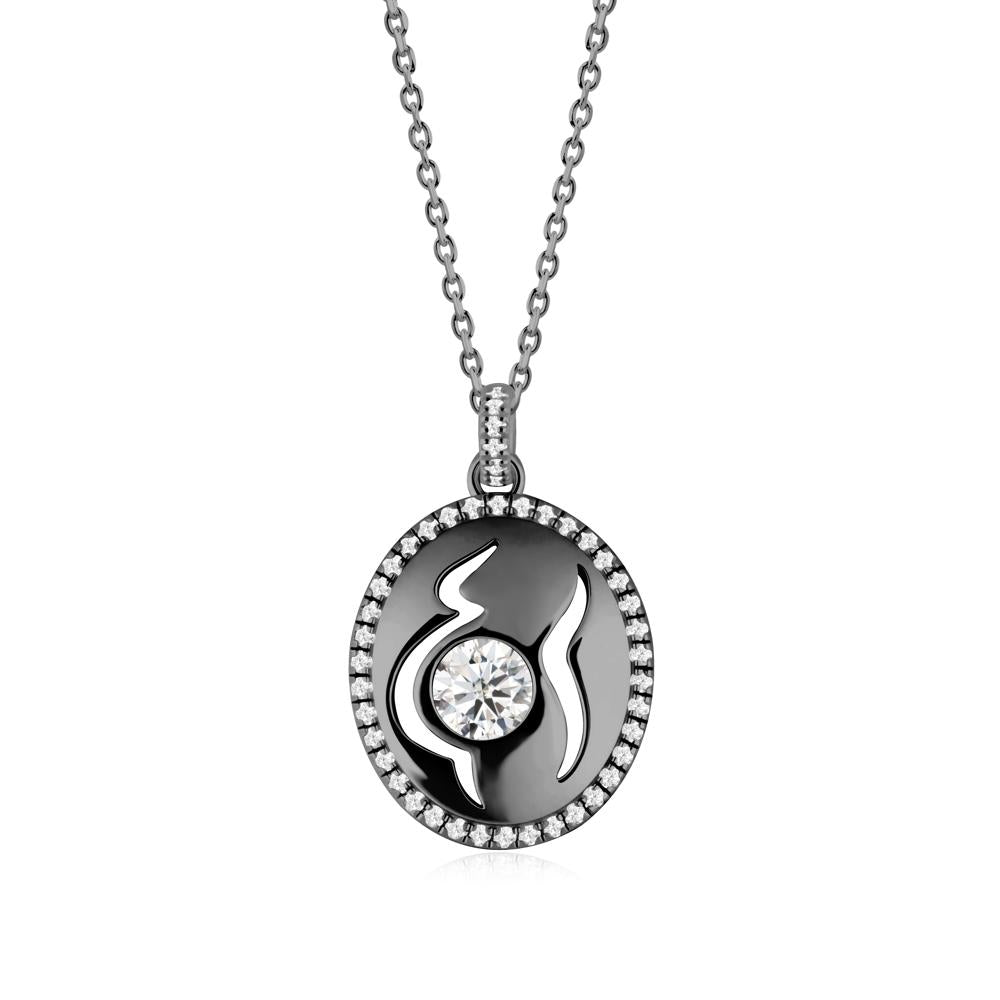 Motherhood Round Moissanite Pendant - LUO Jewelry #metal_black finish sterling silver