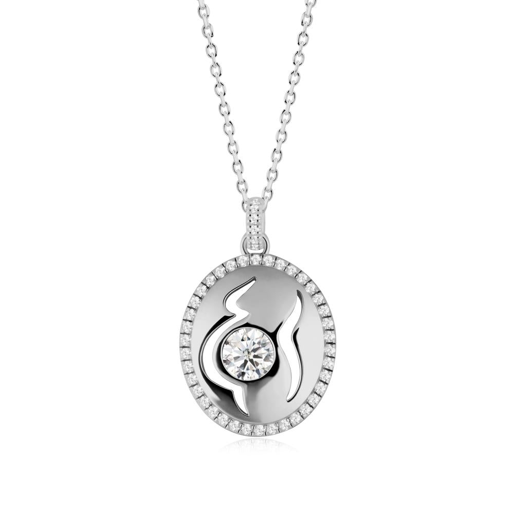 Motherhood Round Moissanite Pendant - LUO Jewelry #metal_platinum