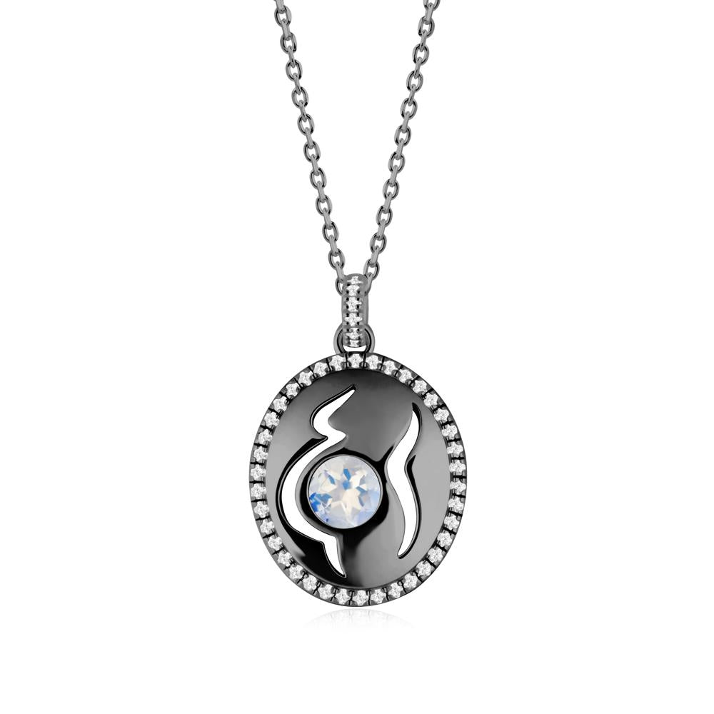 Motherhood Round Moonstone Pendant - LUO Jewelry #metal_black finish sterling silver