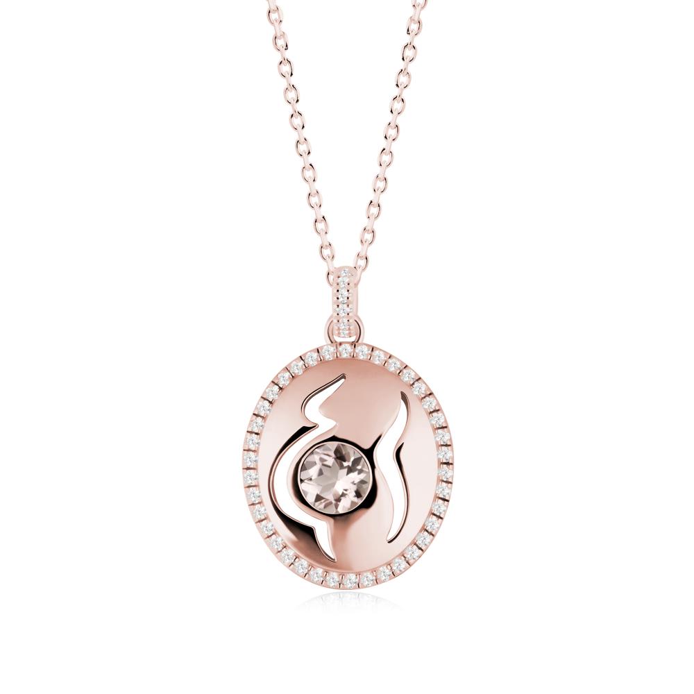 Round Morganite Mom Necklace - LUO Jewelry #metal_18k rose gold