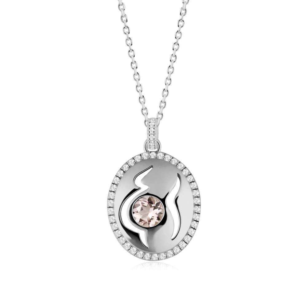 Round Morganite Mom Necklace - LUO Jewelry #metal_platinum