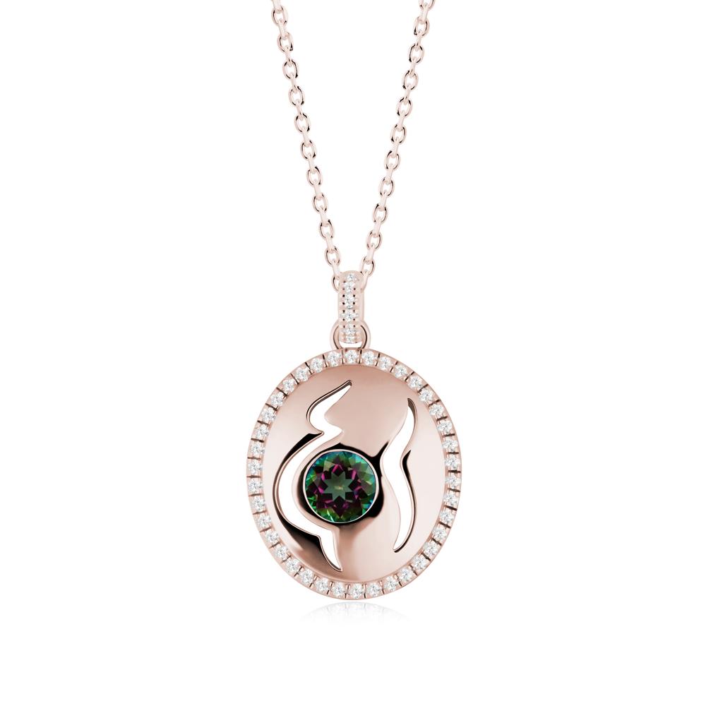 Round Mystic Topaz Motherhood Necklace - LUO Jewelry #metal_14k rose gold