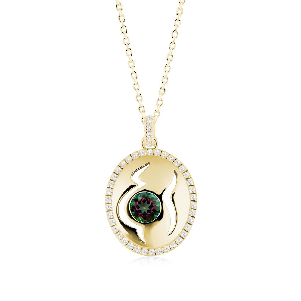 Round Mystic Topaz Motherhood Necklace - LUO Jewelry #metal_18k yellow gold