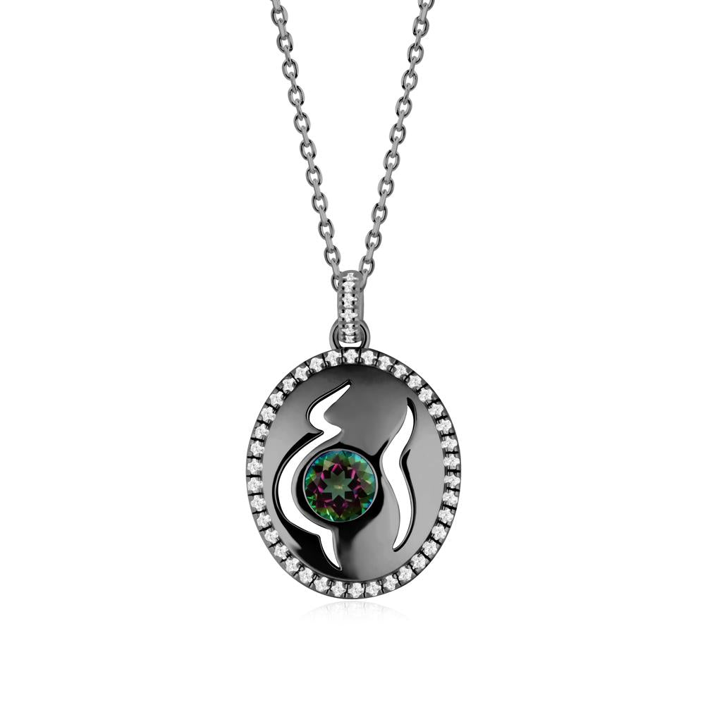 Round Mystic Topaz Motherhood Necklace - LUO Jewelry #metal_black finish sterling silver