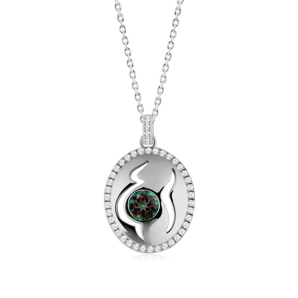 Round Mystic Topaz Motherhood Necklace - LUO Jewelry #metal_platinum
