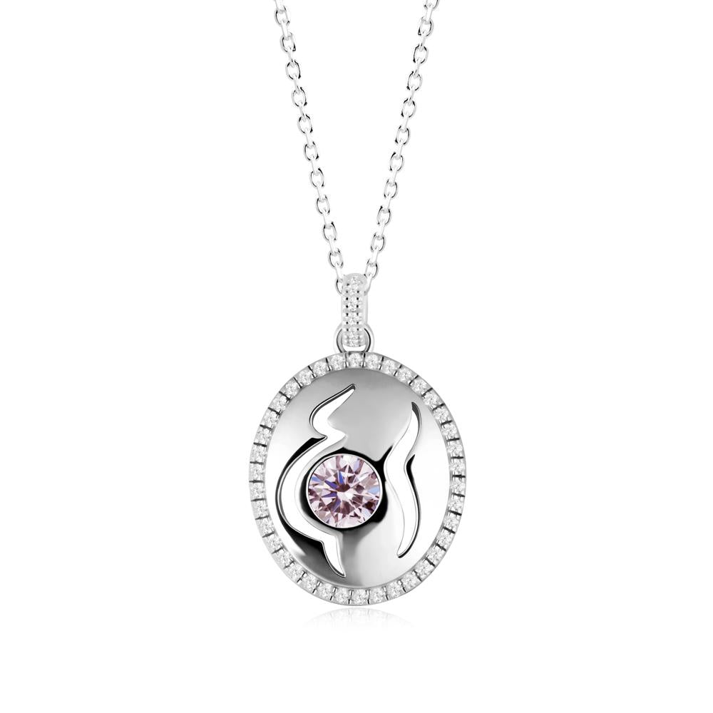 Round Pink Cubic Zirconia Mom Necklace - LUO Jewelry #metal_14k white gold