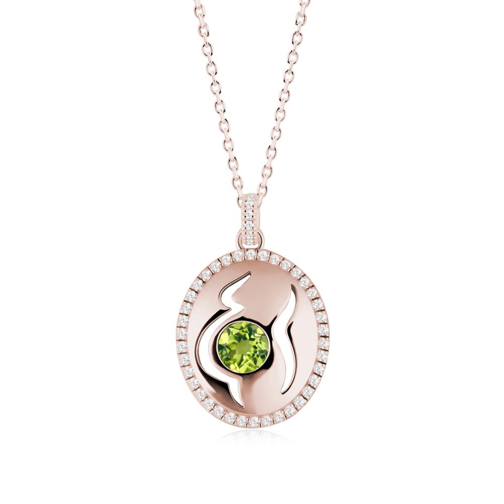 Round Peridot Motherhood Necklace - LUO Jewelry #metal_14k rose gold