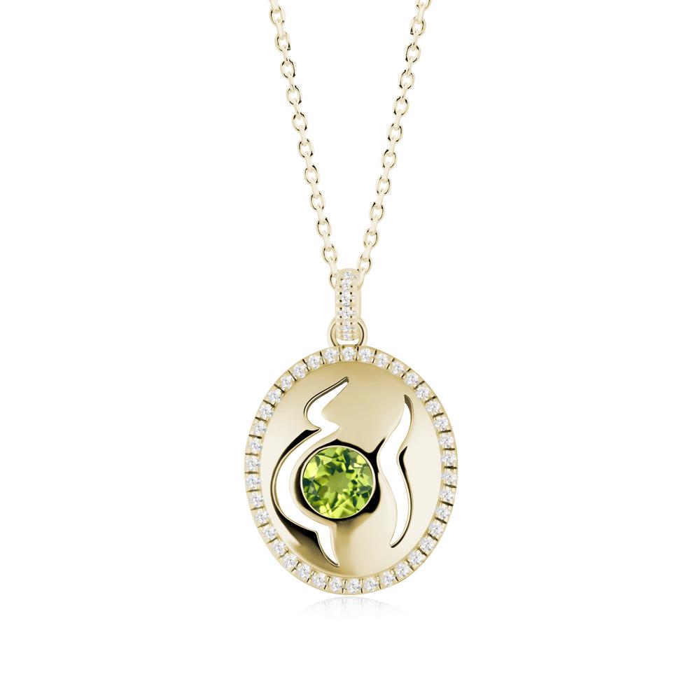 Round Peridot Motherhood Necklace - LUO Jewelry #metal_14k yellow gold
