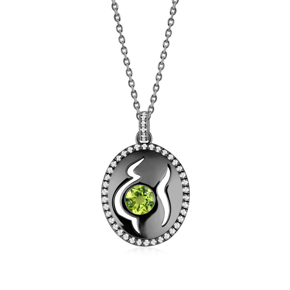 Round Peridot Motherhood Necklace - LUO Jewelry #metal_black finish sterling silver