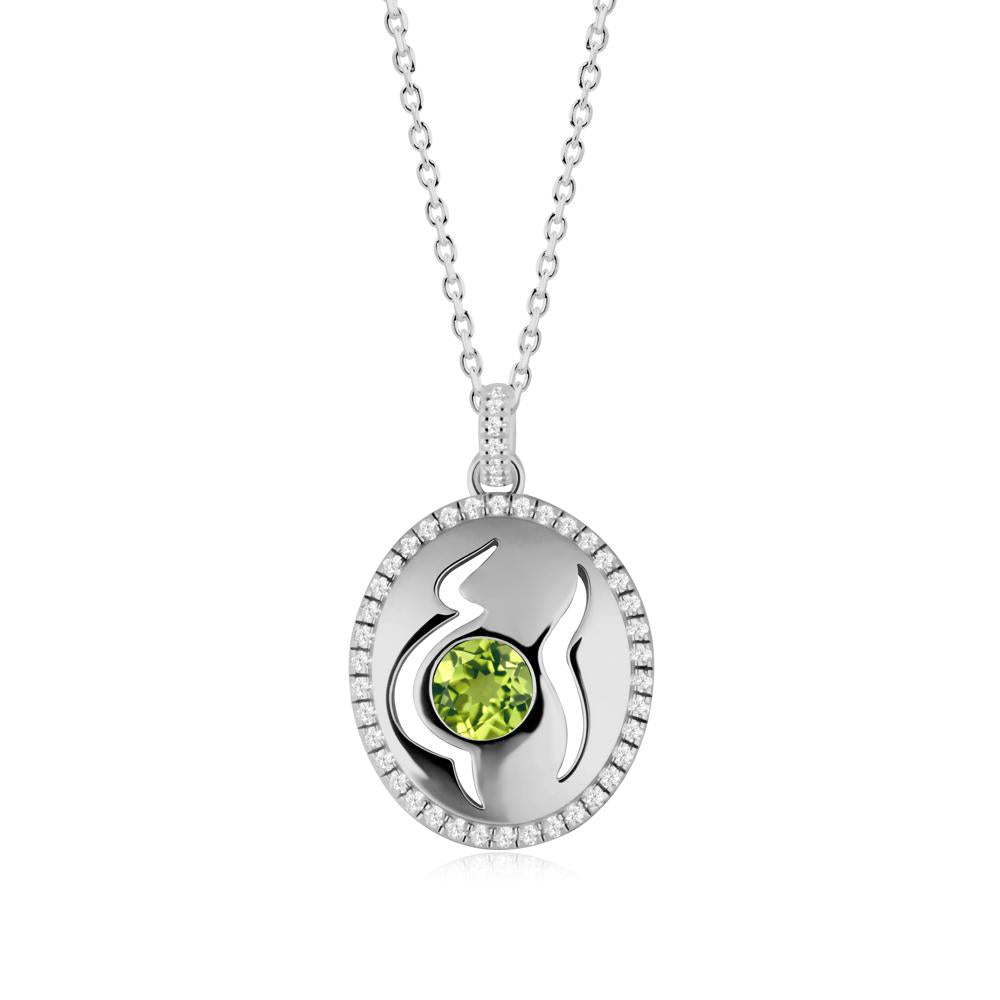 Round Peridot Motherhood Necklace - LUO Jewelry #metal_platinum