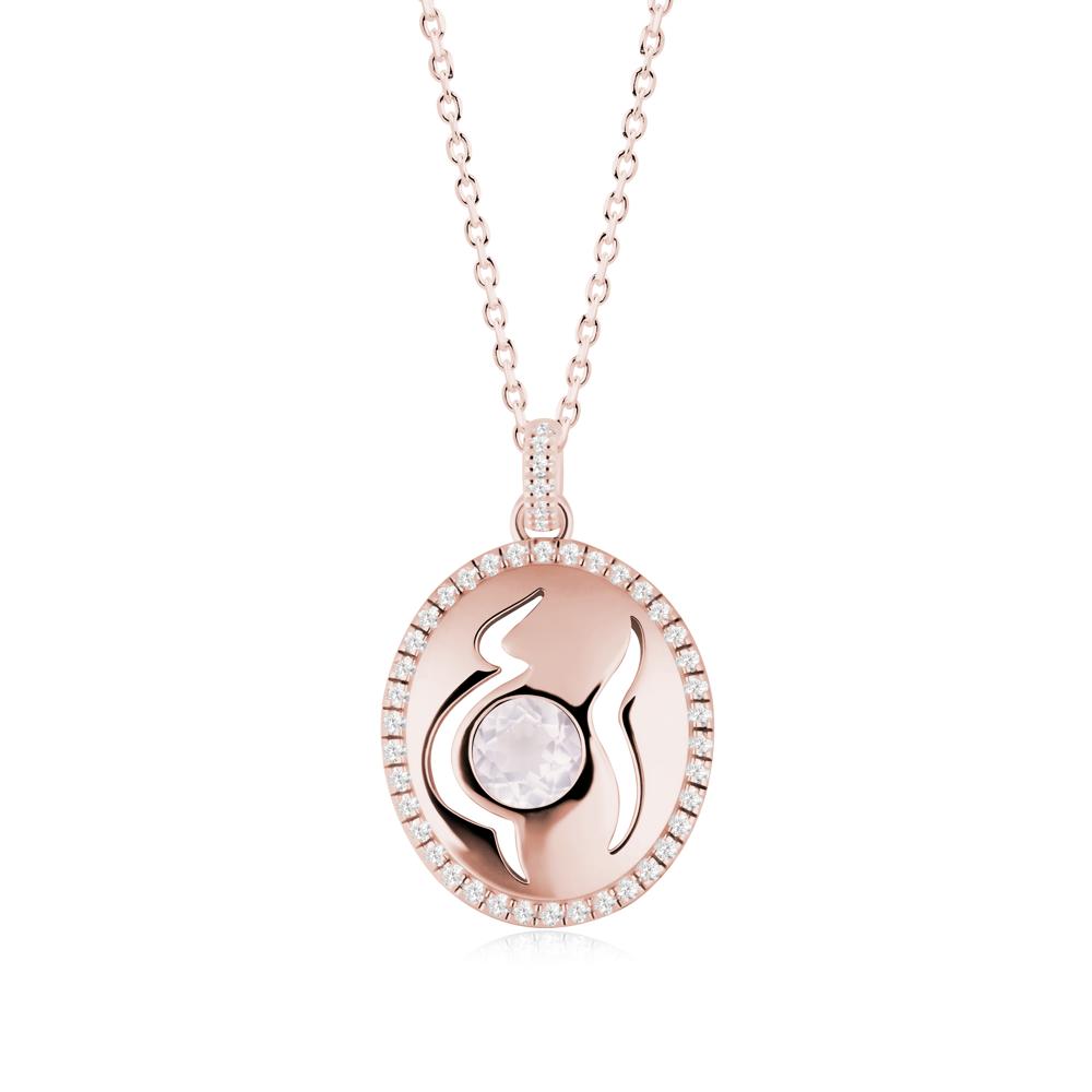 Motherhood Round Rose Quartz Pendant - LUO Jewelry #metal_18k rose gold