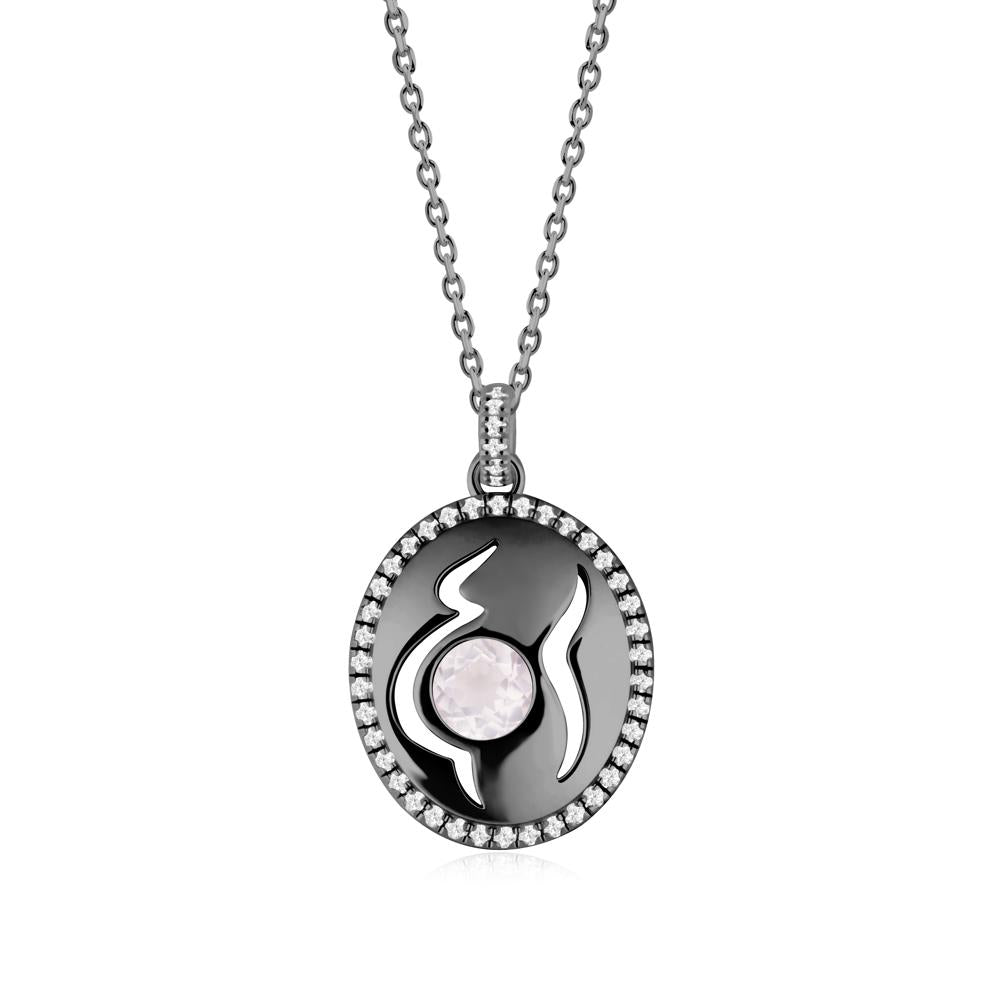 Motherhood Round Rose Quartz Pendant - LUO Jewelry #metal_black finish sterling silver