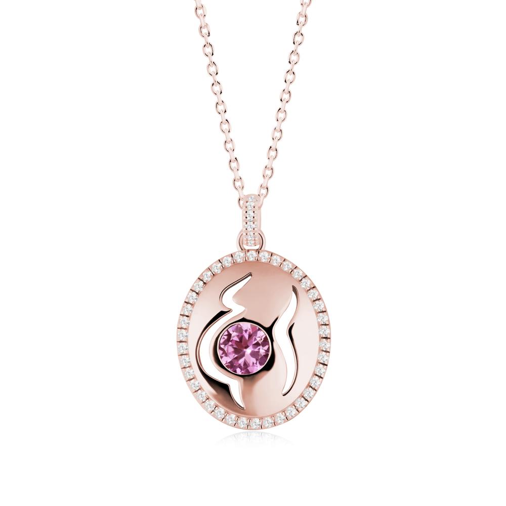 Round Pink Sapphire Mom Necklace - LUO Jewelry #metal_18k rose gold