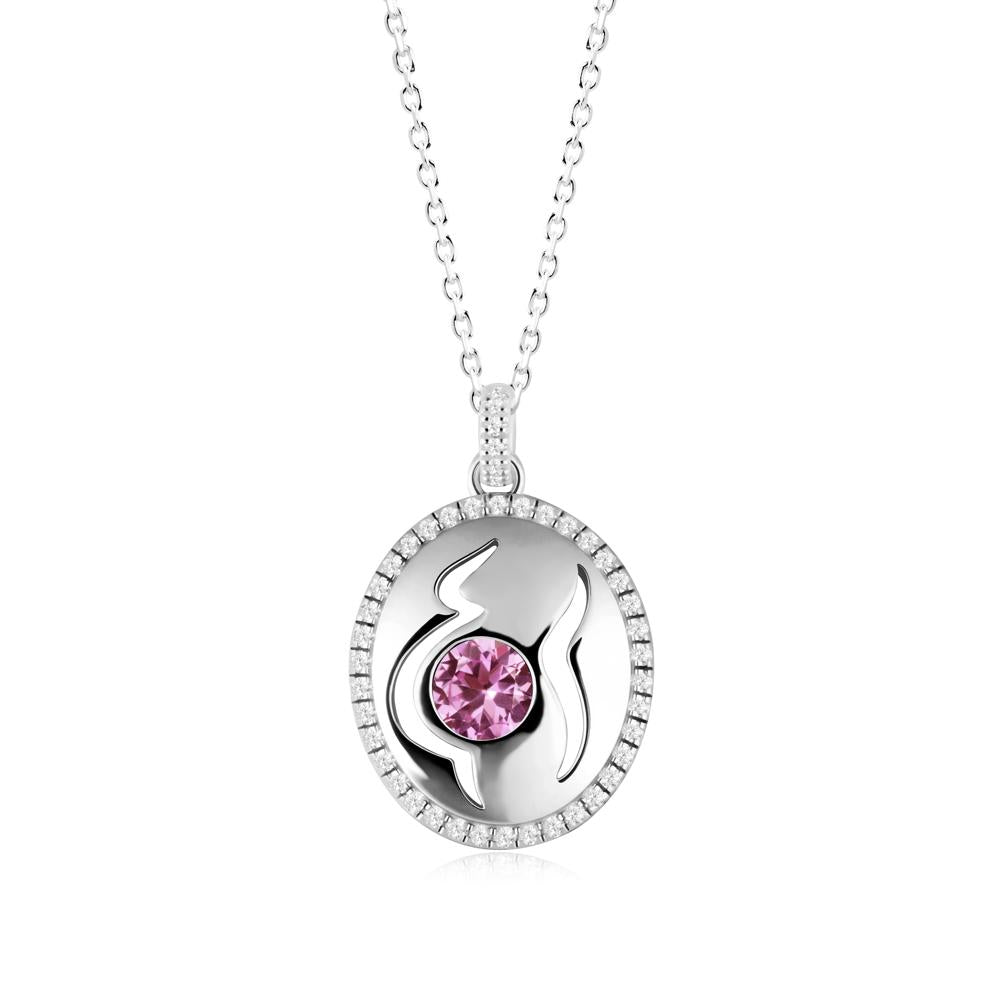Round Pink Sapphire Mom Necklace - LUO Jewelry #metal_18k white gold