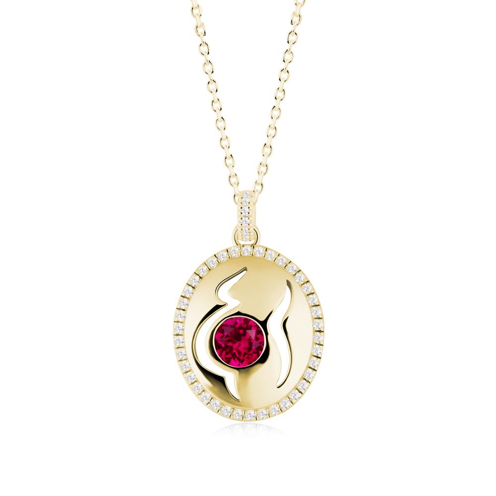 Motherhood Round Ruby Pendant - LUO Jewelry #metal_18k yellow gold