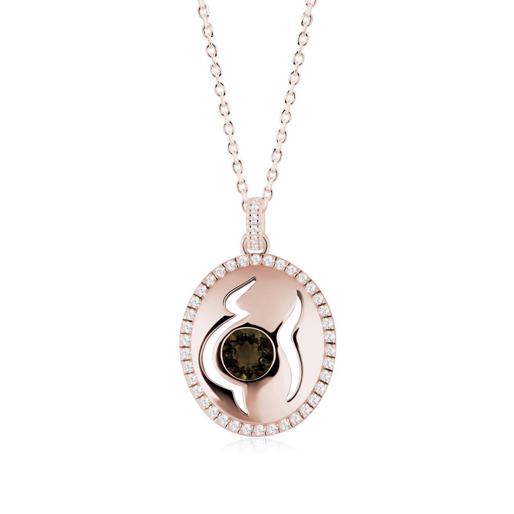 Motherhood Round Smoky Quartz Pendant - LUO Jewelry #metal_14k rose gold