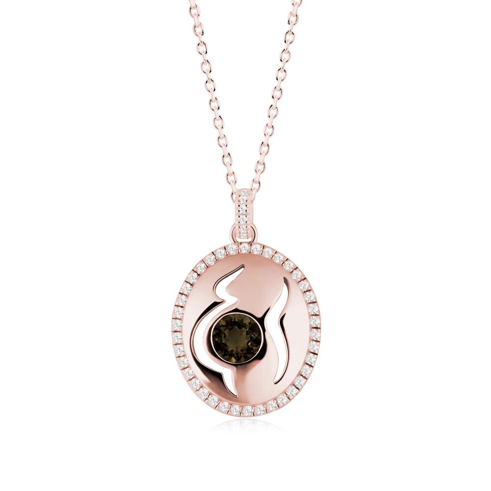 Motherhood Round Smoky Quartz Pendant - LUO Jewelry #metal_18k rose gold