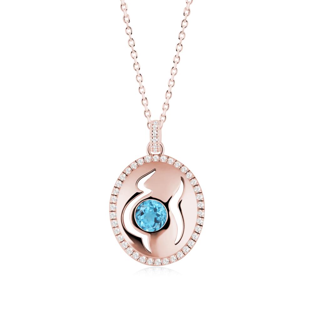 Motherhood Round Swiss Blue Topaz Pendant - LUO Jewelry #metal_18k rose gold