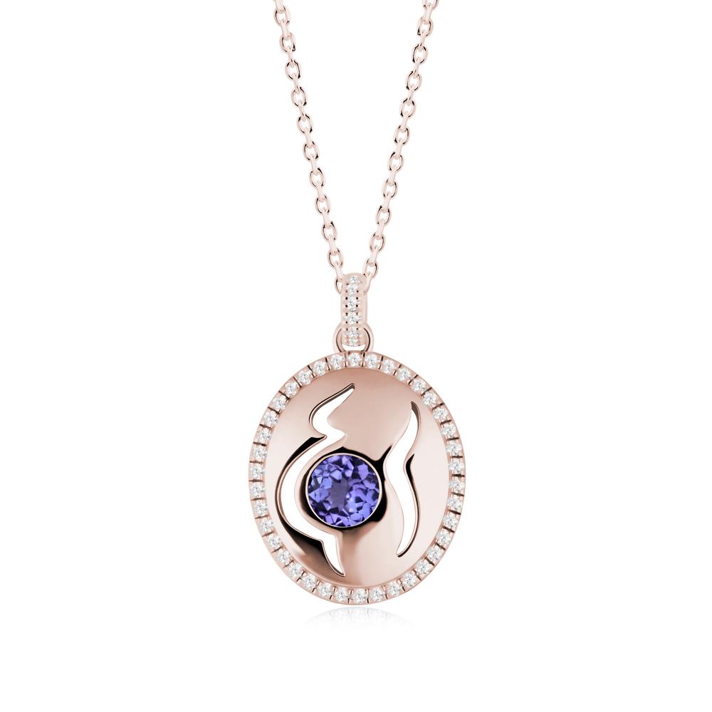 Motherhood Round Tanzanite Pendant - LUO Jewelry #metal_14k rose gold