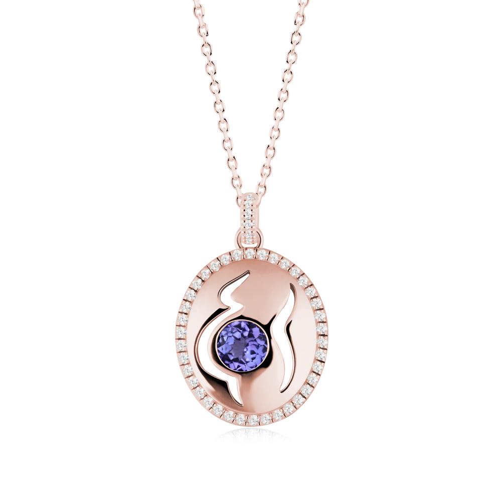 Motherhood Round Tanzanite Pendant - LUO Jewelry #metal_18k rose gold