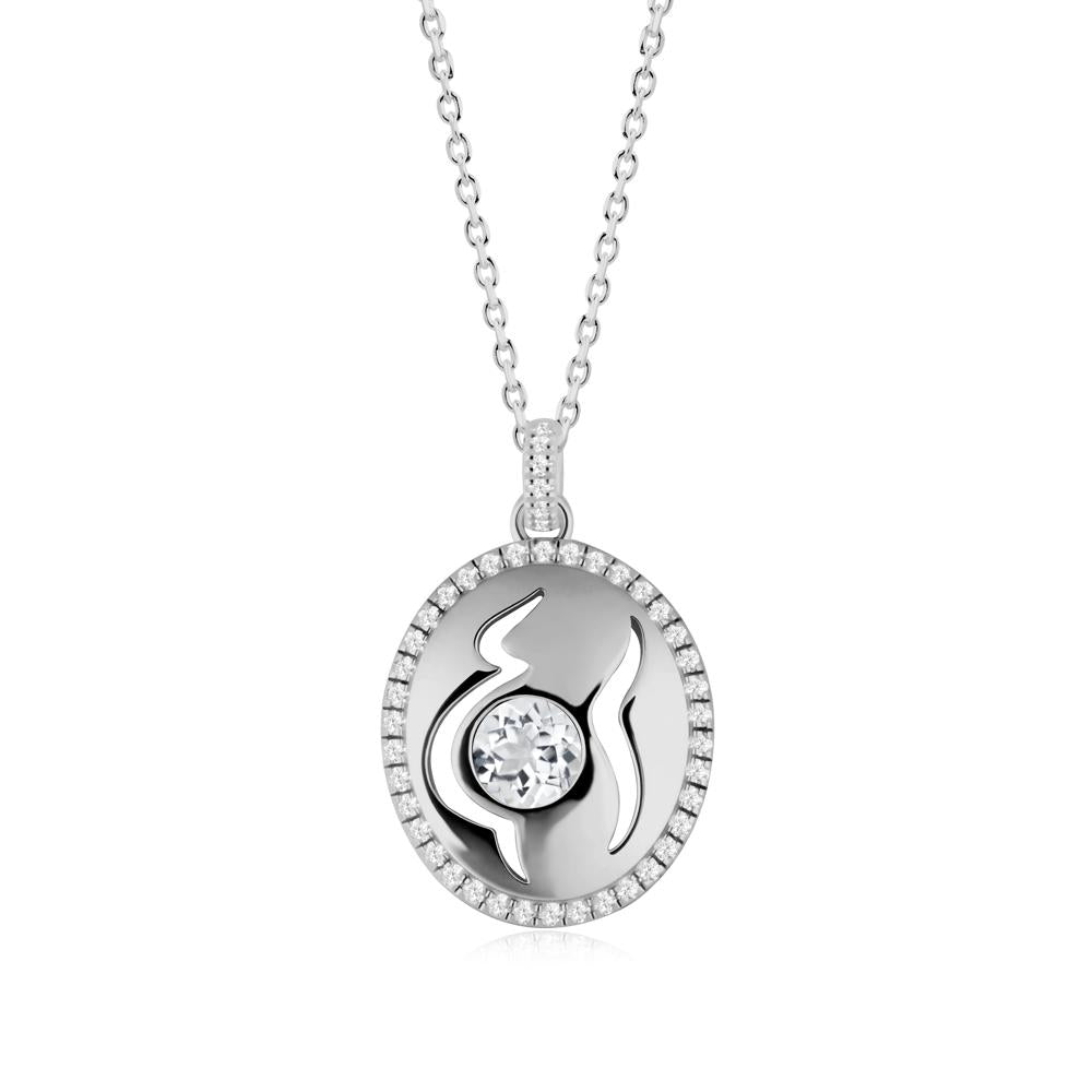 Round White Topaz Mom Necklace - LUO Jewelry #metal_platinum