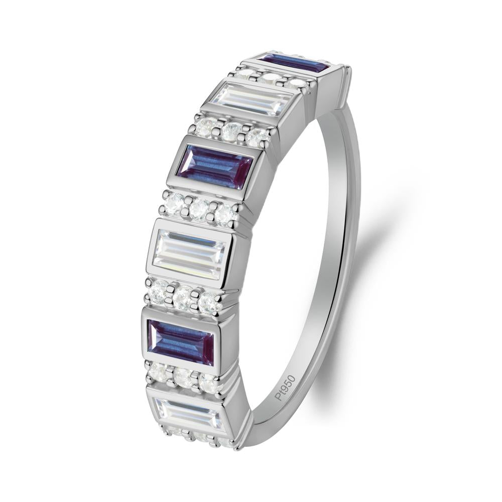Baguette Alexandrite and Cubic Zirconia Half Eternity Ring - LUO Jewelry #metal_platinum