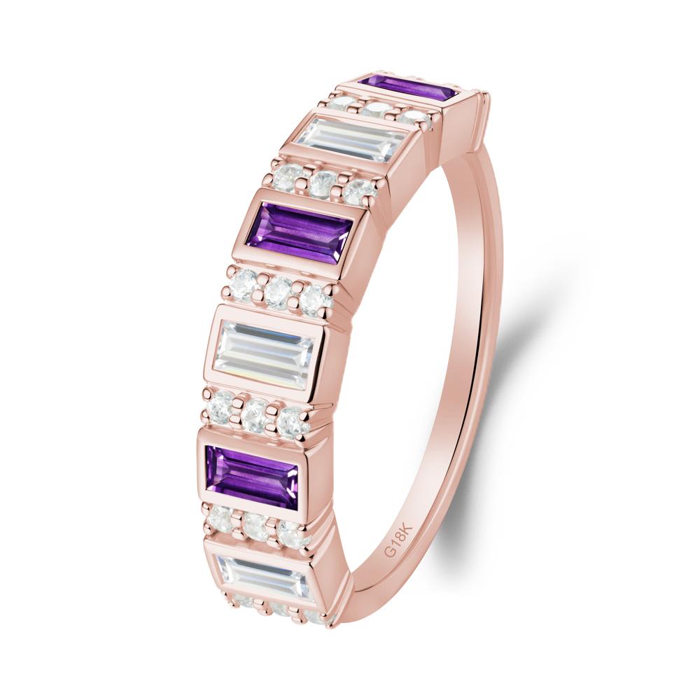 Baguette Amethyst and Cubic Zirconia Half Eternity Ring - LUO Jewelry #metal_18k rose gold
