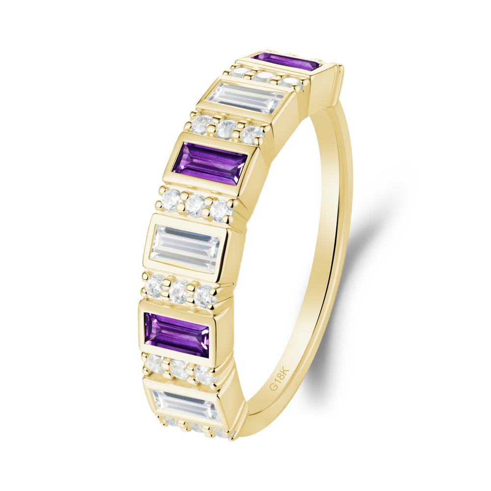 Baguette Amethyst and Cubic Zirconia Half Eternity Ring - LUO Jewelry #metal_18k yellow gold