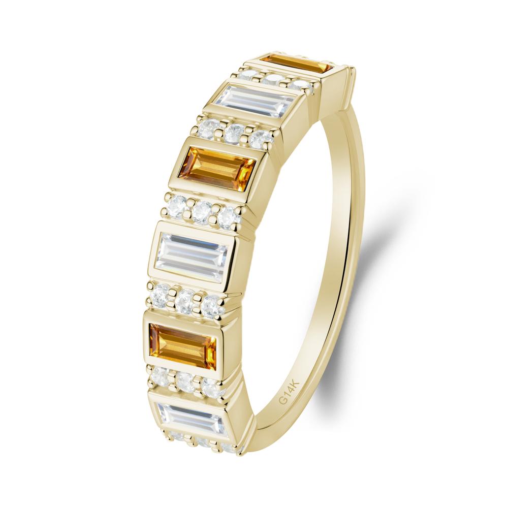 Baguette Citrine and Cubic Zirconia Half Eternity Ring - LUO Jewelry #metal_14k yellow gold