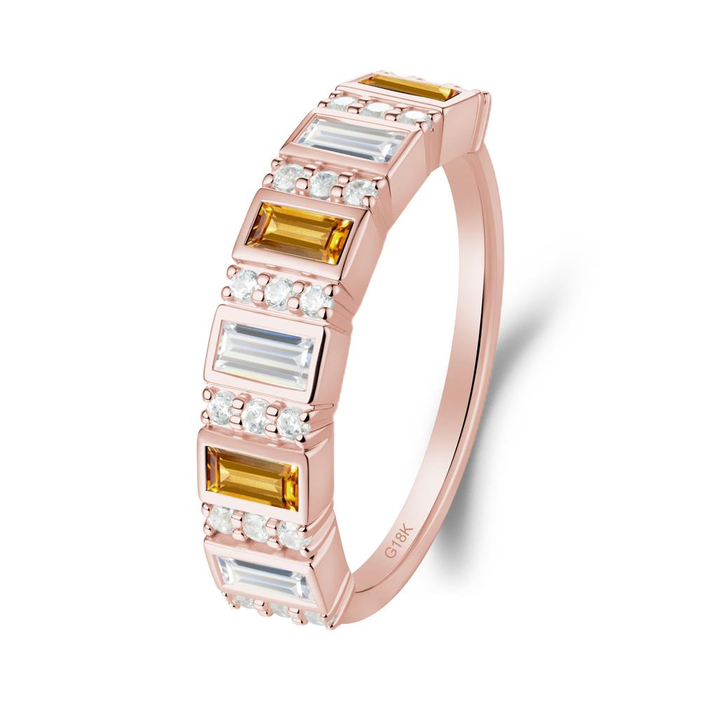 Baguette Citrine and Cubic Zirconia Half Eternity Ring - LUO Jewelry #metal_18k rose gold