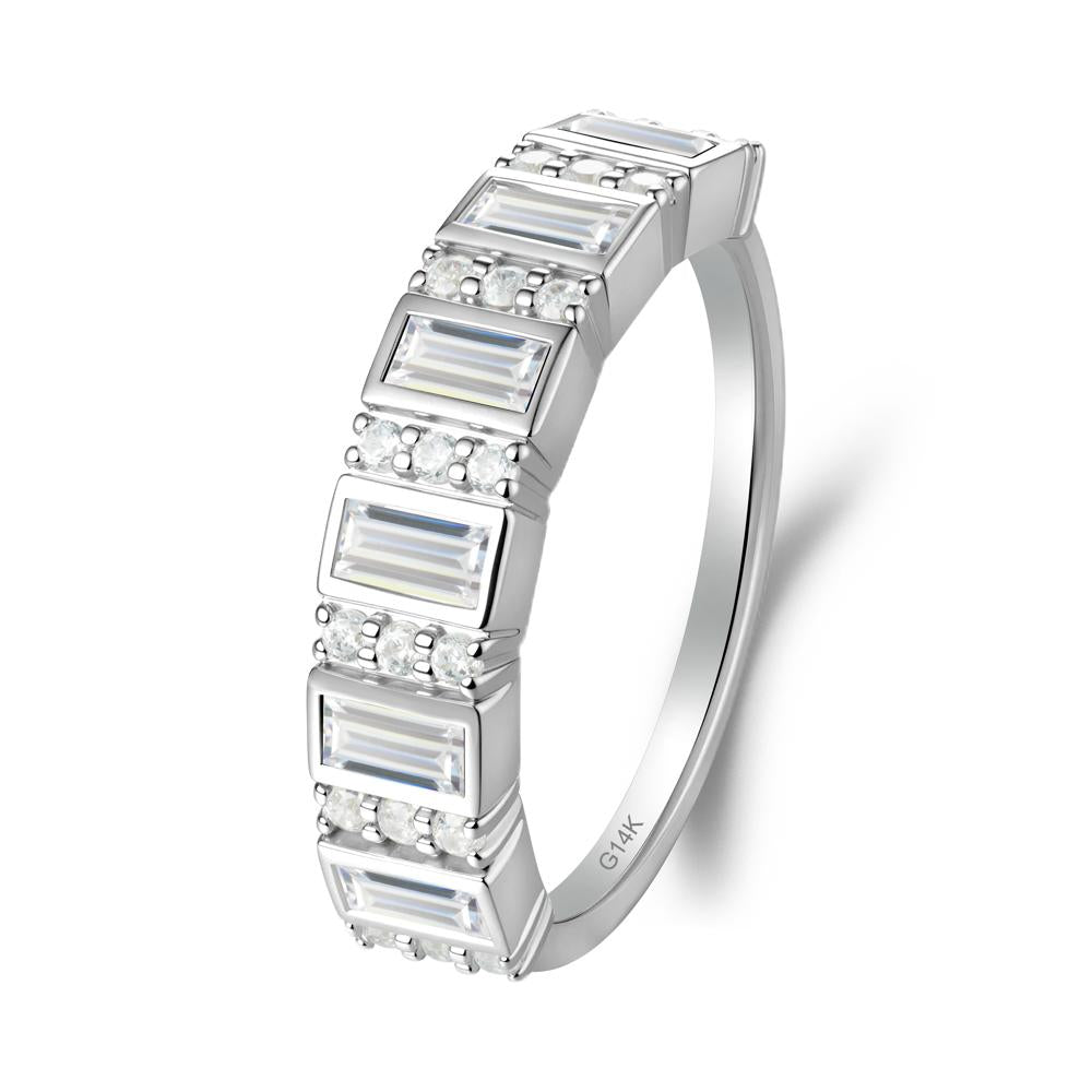 Baguette Cubic Zirconia Half Eternity Ring - LUO Jewelry #metal_14k white gold