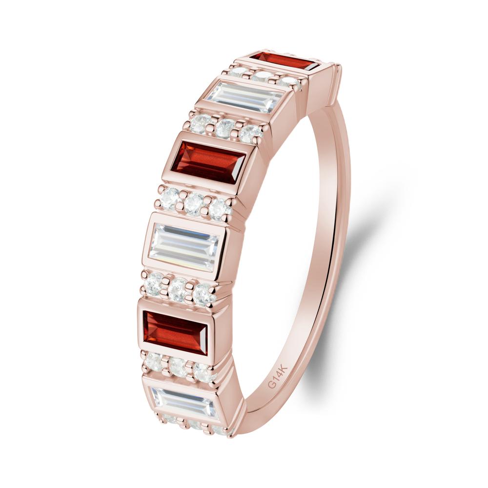 Baguette Garnet and Cubic Zirconia Half Eternity Ring - LUO Jewelry #metal_14k rose gold