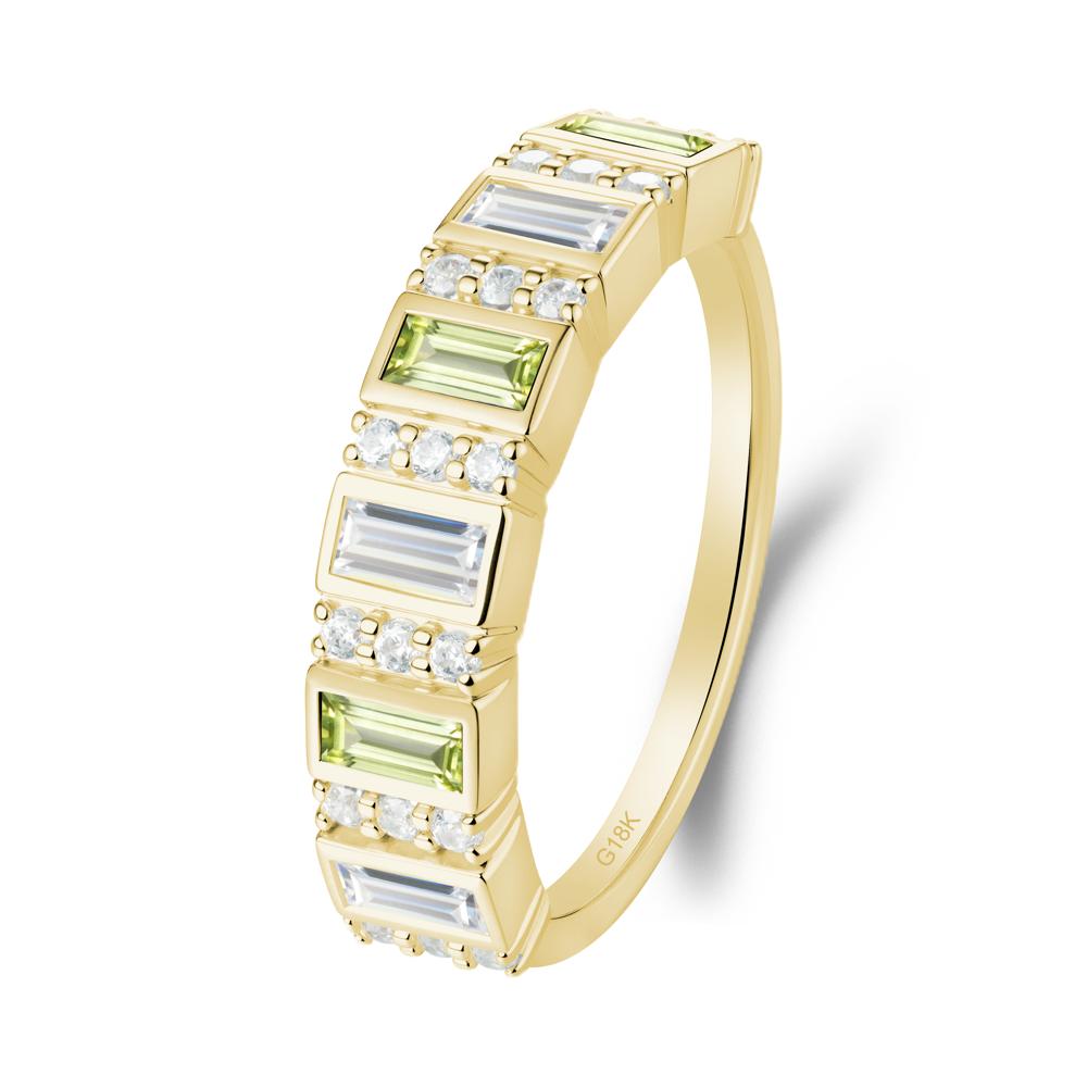 Baguette Peridot and Cubic Zirconia Half Eternity Ring - LUO Jewelry #metal_18k yellow gold