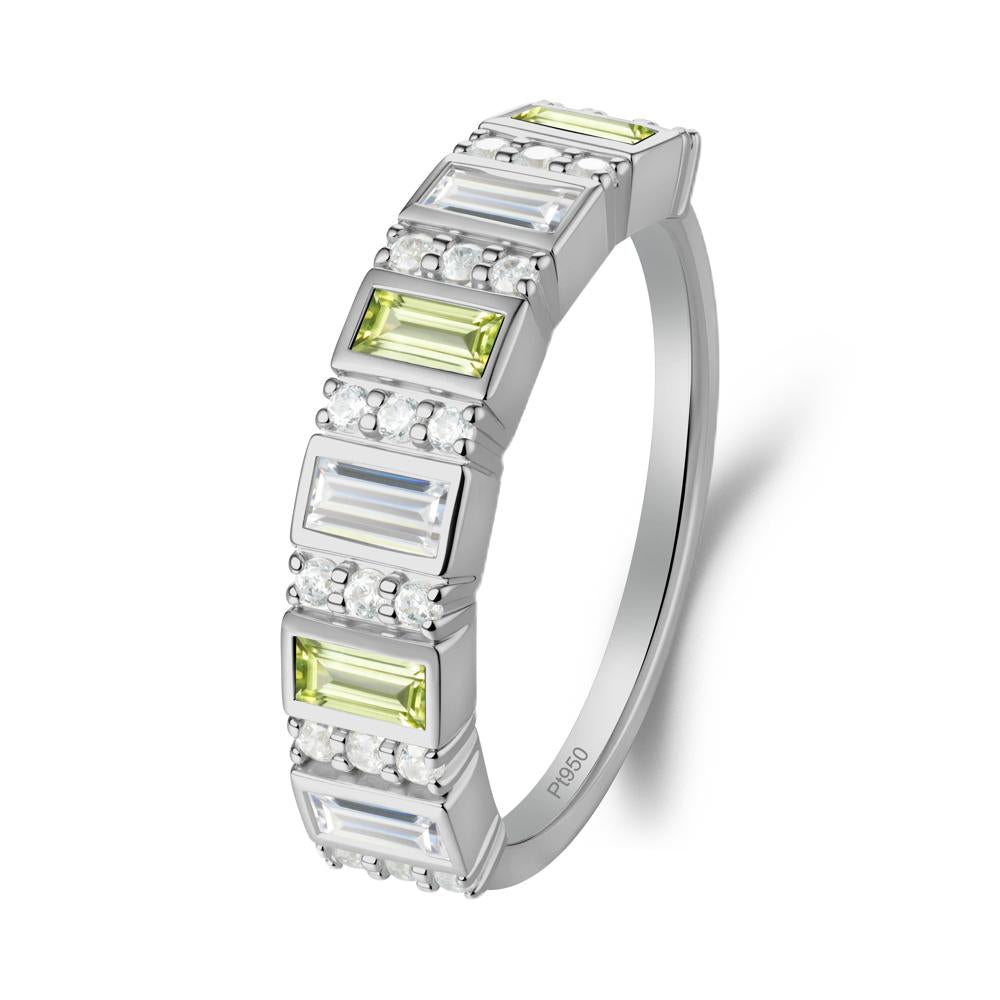 Baguette Peridot and Cubic Zirconia Half Eternity Ring - LUO Jewelry #metal_platinum
