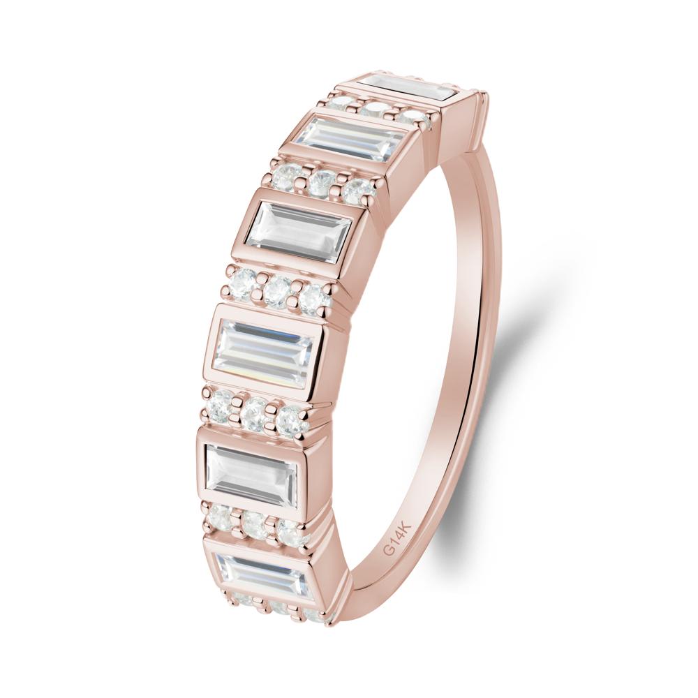 Baguette White Topaz and Cubic Zirconia Half Eternity Ring - LUO Jewelry #metal_14k rose gold