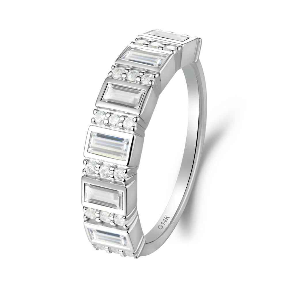 Baguette White Topaz and Cubic Zirconia Half Eternity Ring - LUO Jewelry #metal_14k white gold