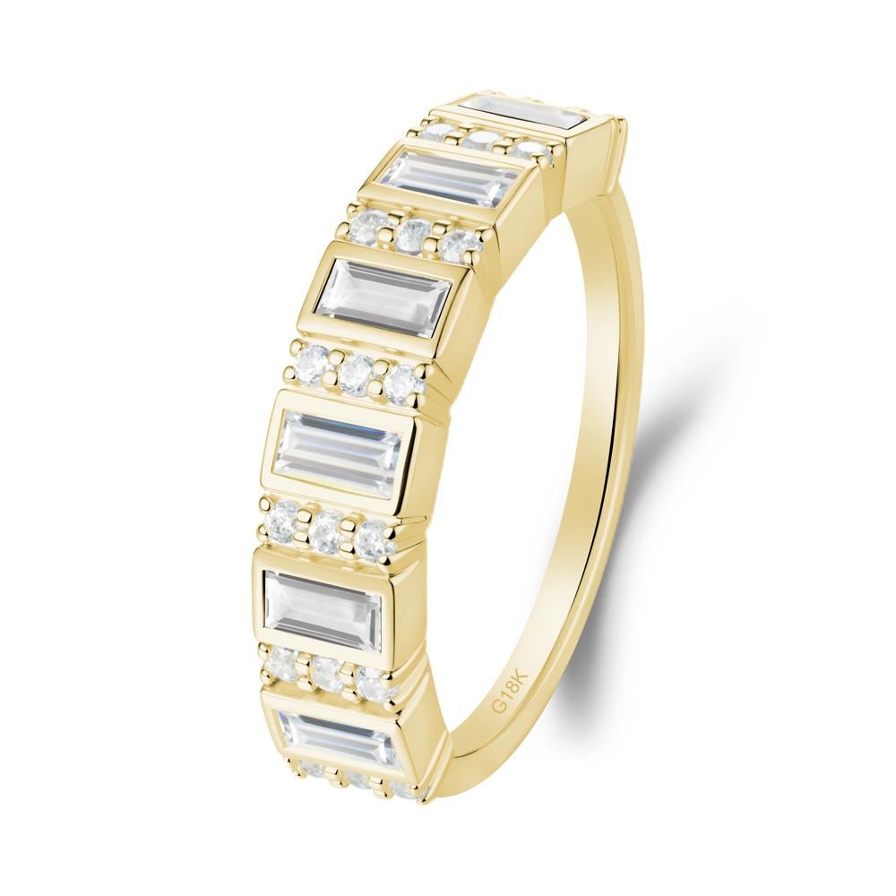 Baguette White Topaz and Cubic Zirconia Half Eternity Ring - LUO Jewelry #metal_18k yellow gold