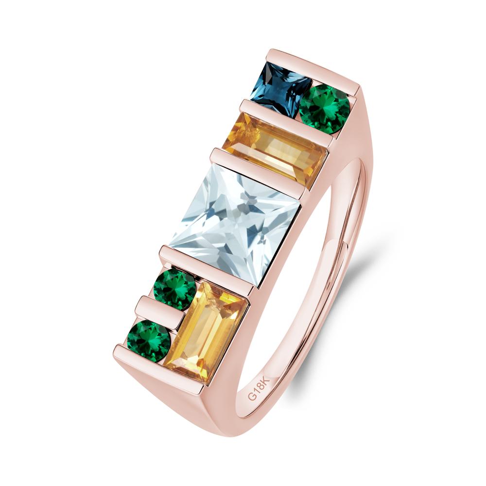 Geometric Multi-Cut Aquamarine Statement Ring - LUO Jewelry #metal_18k rose gold