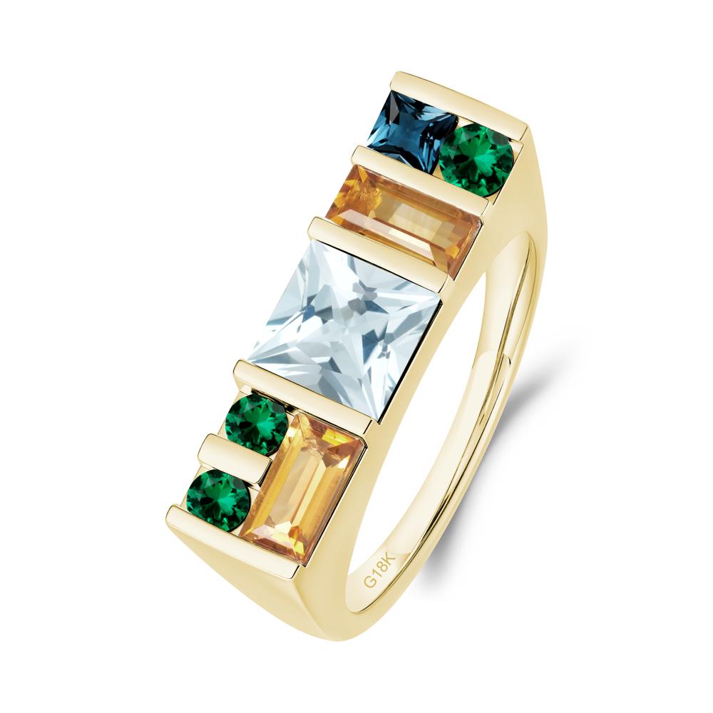 Geometric Multi-Cut Aquamarine Statement Ring - LUO Jewelry #metal_18k yellow gold
