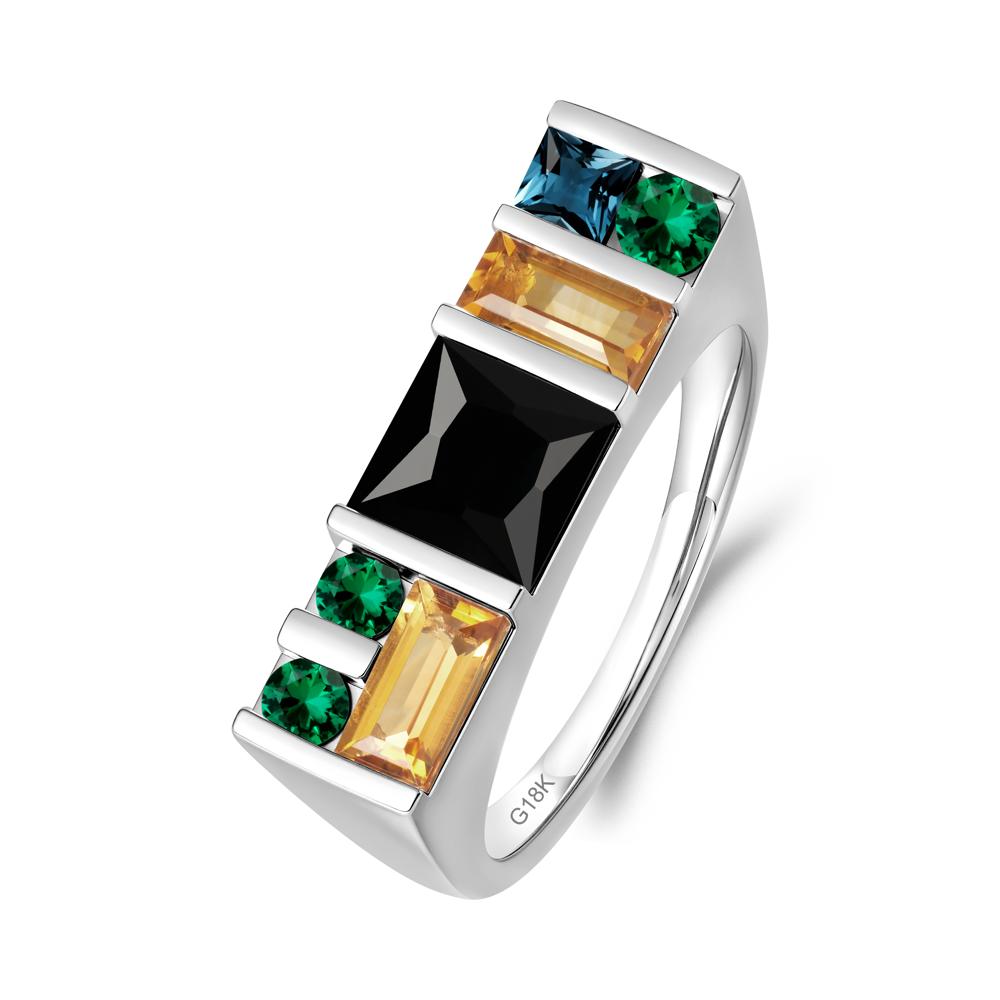 Geometric Multi-Cut Black Spinel Statement Ring - LUO Jewelry #metal_18k white gold