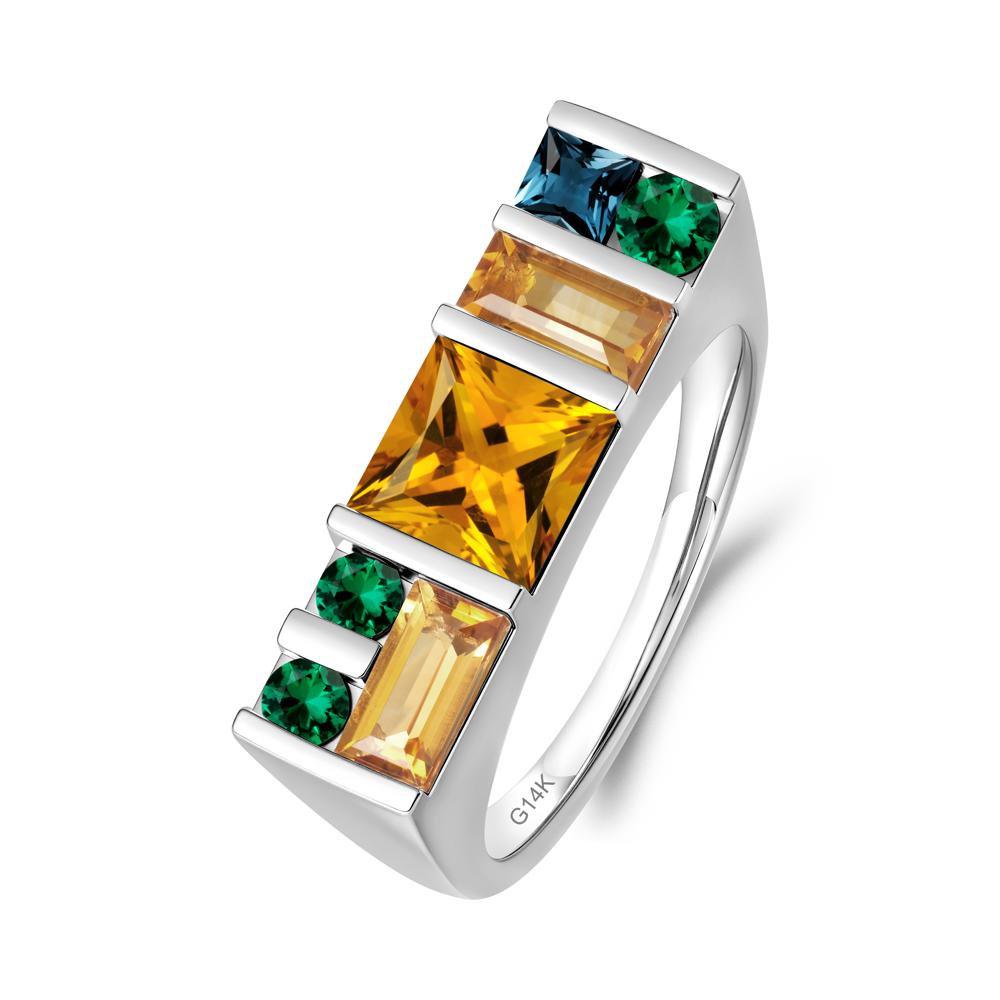 Geometric Multi-Cut Citrine Statement Ring - LUO Jewelry #metal_14k white gold